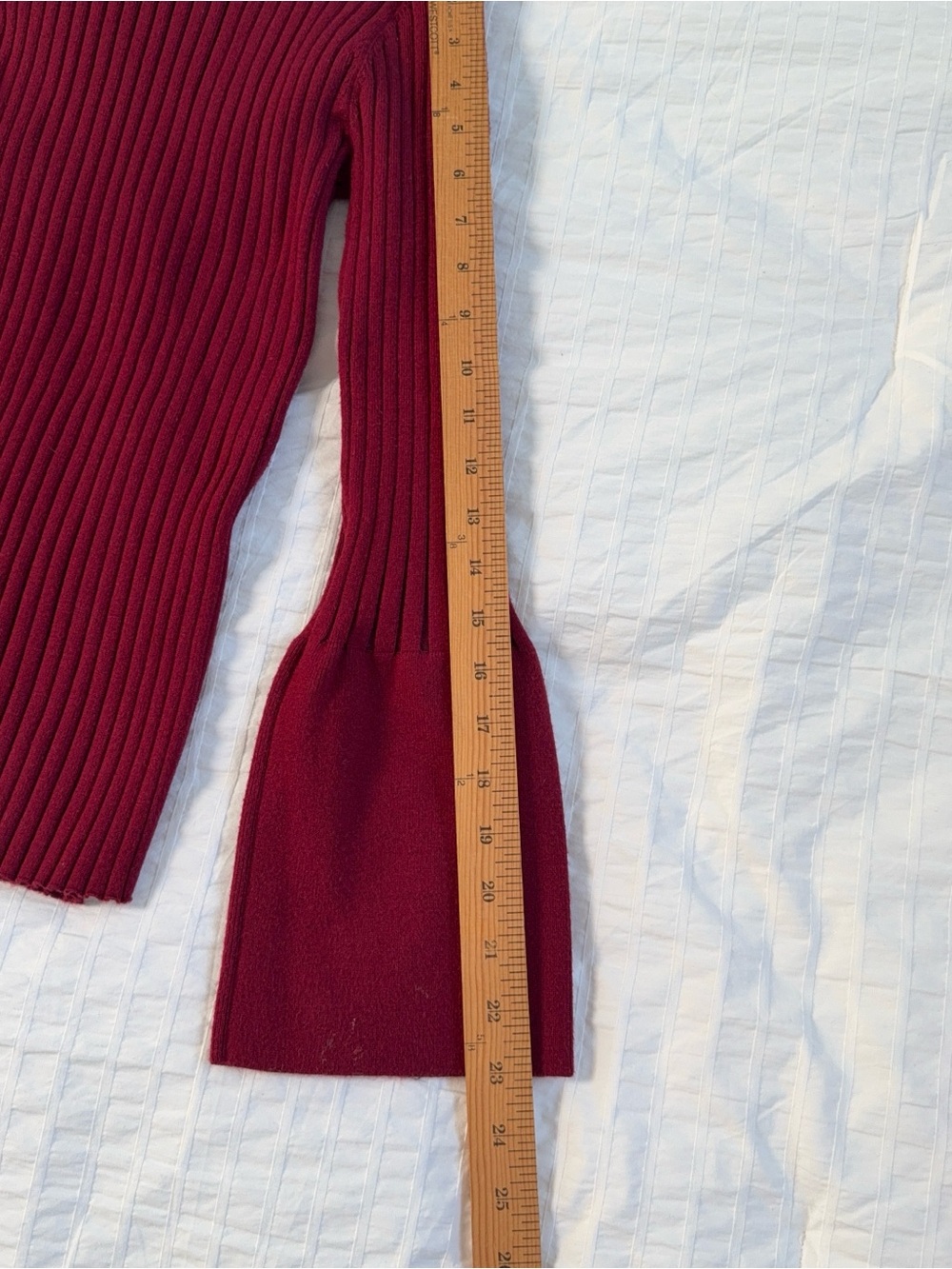 Fey Moda Ribbed Bell Sleeve Sweater In Burgundy View 4